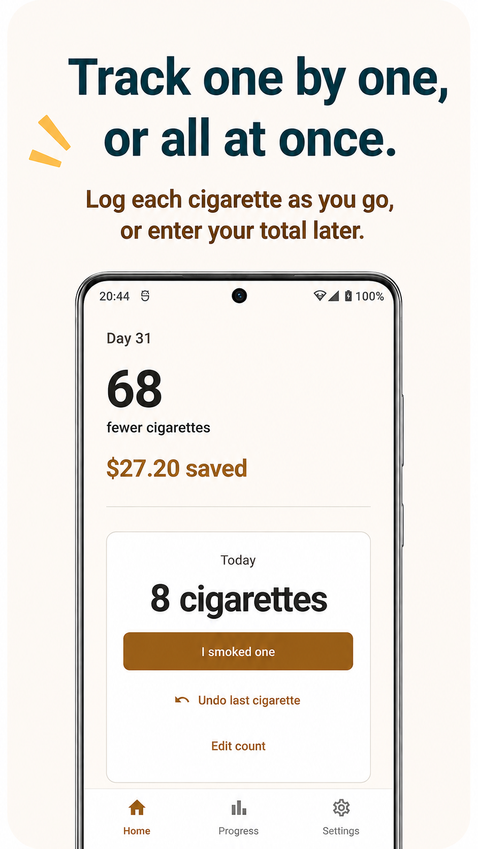 Smoke Less home screen